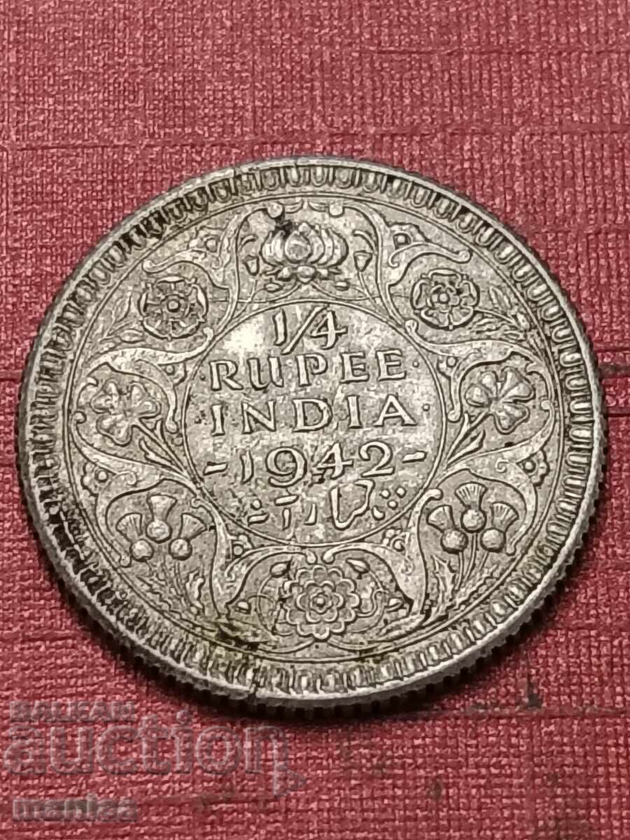 1/4 Rupie 1942 Argint Tip calitate