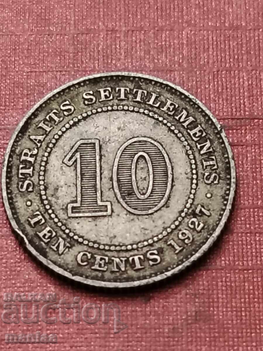 10 Straits Settlements 1927 Argint! cu preț € 20.00 | 39.12 BGN