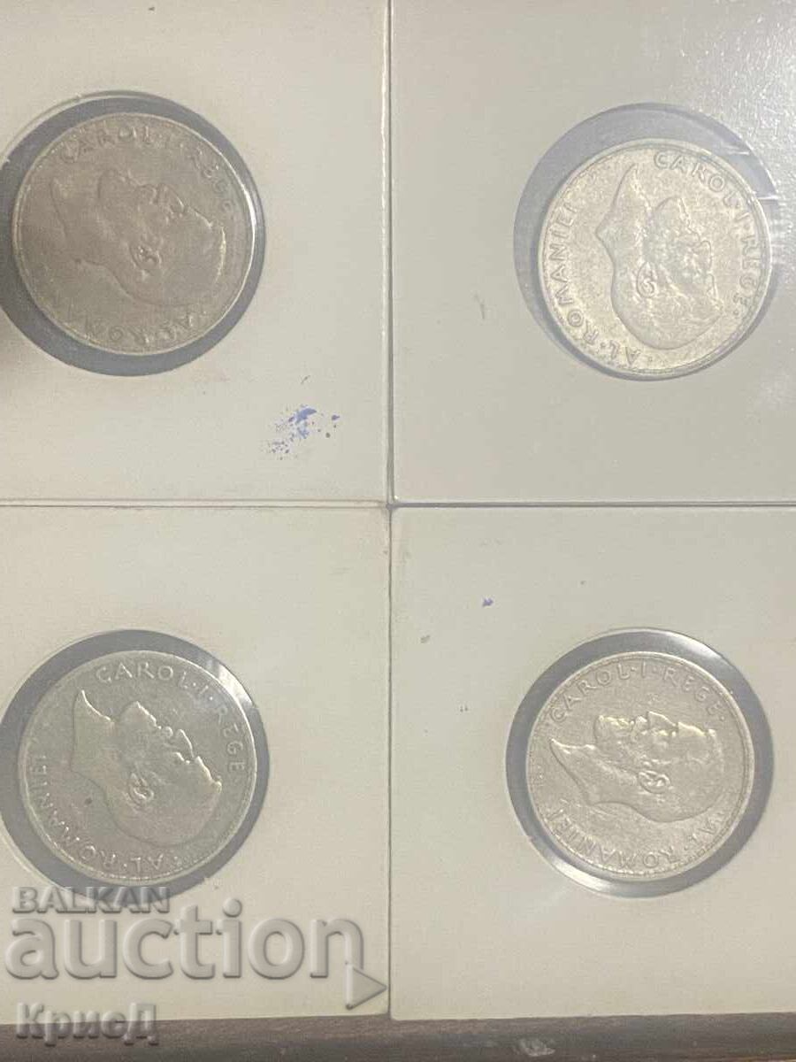 Licitație Lot de 4 lei românești din argint 1910 - 1914