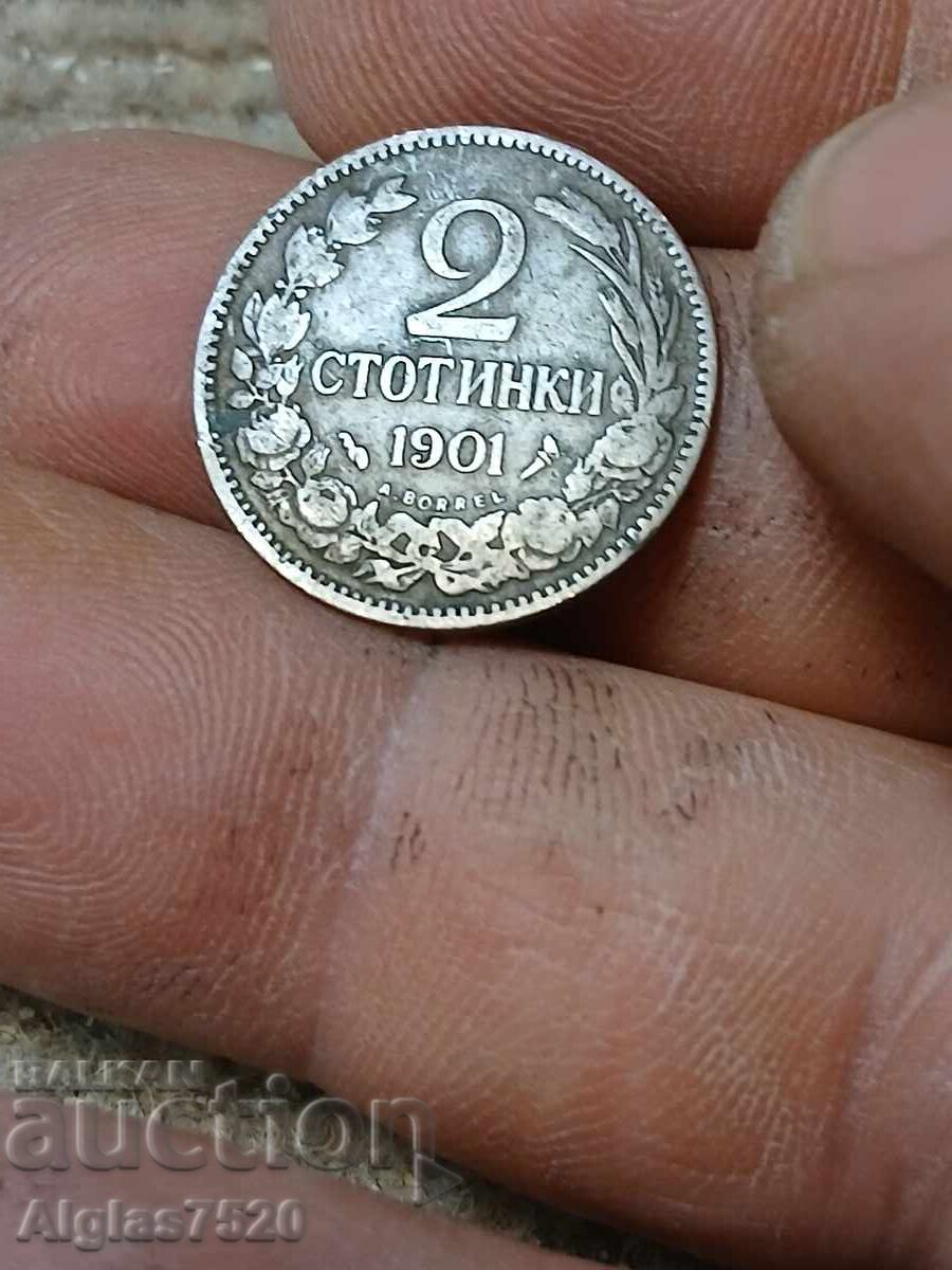 2 stotinki 1901 cupru