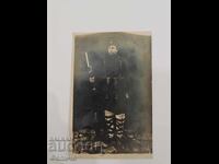 Βουλγαρική βασιλική φωτογραφική καρτ ποστάλ - στρατιώτης με τουφέκι και ξιφολόγχη