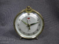 OLD RETRO SOC MECHANICAL ALARM CLOCK FIVE RAMS CHINA
