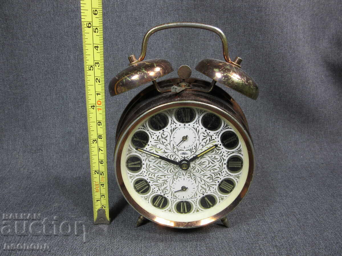 CEAS DEȘTEPTĂTOR MECANIC RETRO VECHI DIN PERIOADA SOCIALISTĂ CEHOSLOVACĂ PRIM - 5