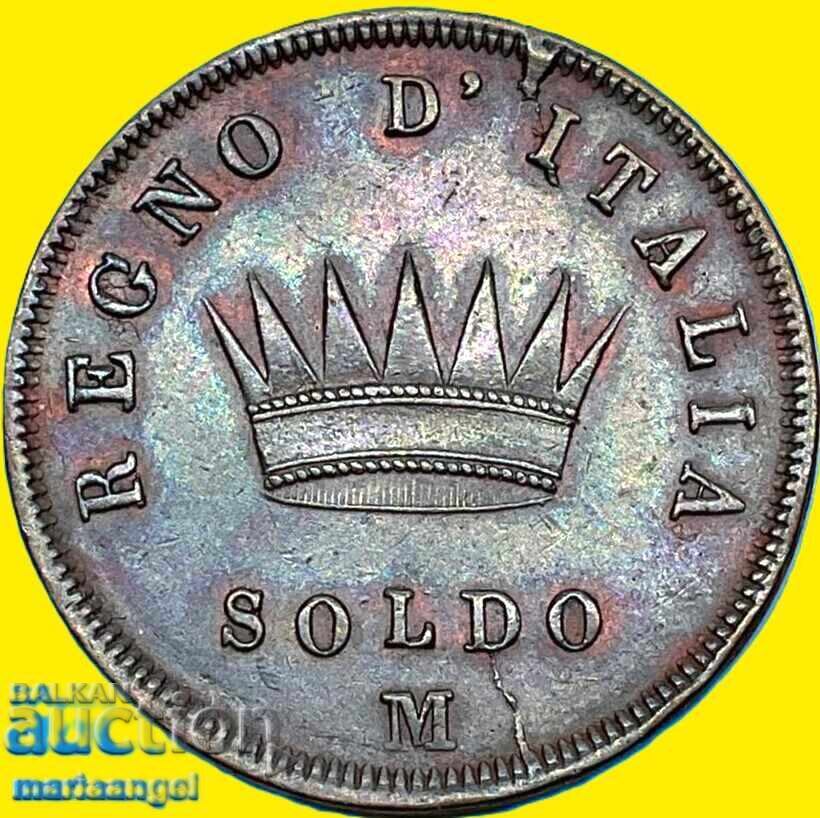 Livrarea Napoleon 1 Soldo 1813 Italia bronz