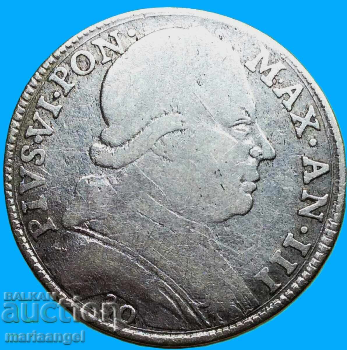 30 baiochi 1777 Vatican Pius VI argint 29 mm - excl.rar
