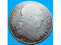 30 байочи 1777 Ватикан Пий VI 29 мм сребро -изкл.рядка