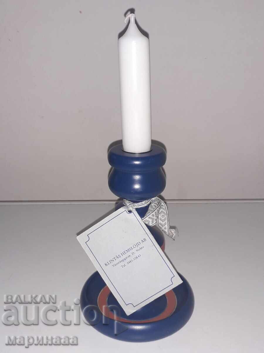 SFEȘNIC CU LUMÂNARE. LEMN. SUEDIA - 5