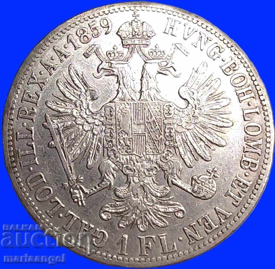 Livrarea Austria 1 florin 1859 A - Viena Franz Joseph argint