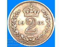 Marea Britanie 2 pence 1905 Maundy Edward argint