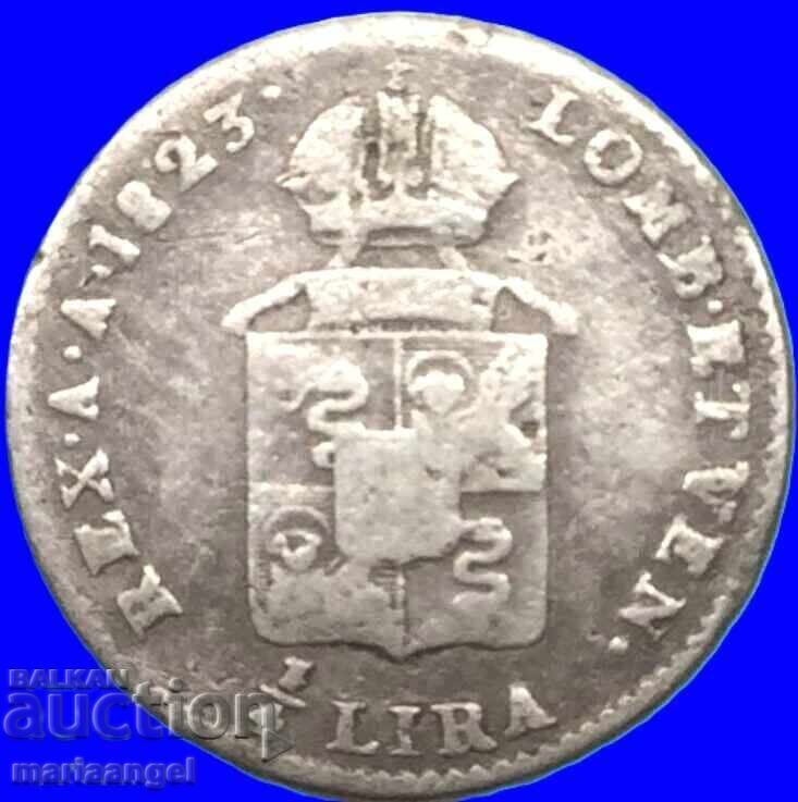 1/4 Liră 1823 Austria pentru Italia M-Milano Lombardia-Veneția - 5