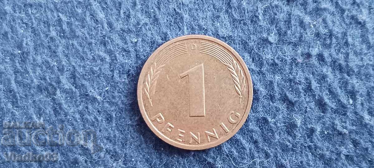 Германия 1 пфениг 1991
