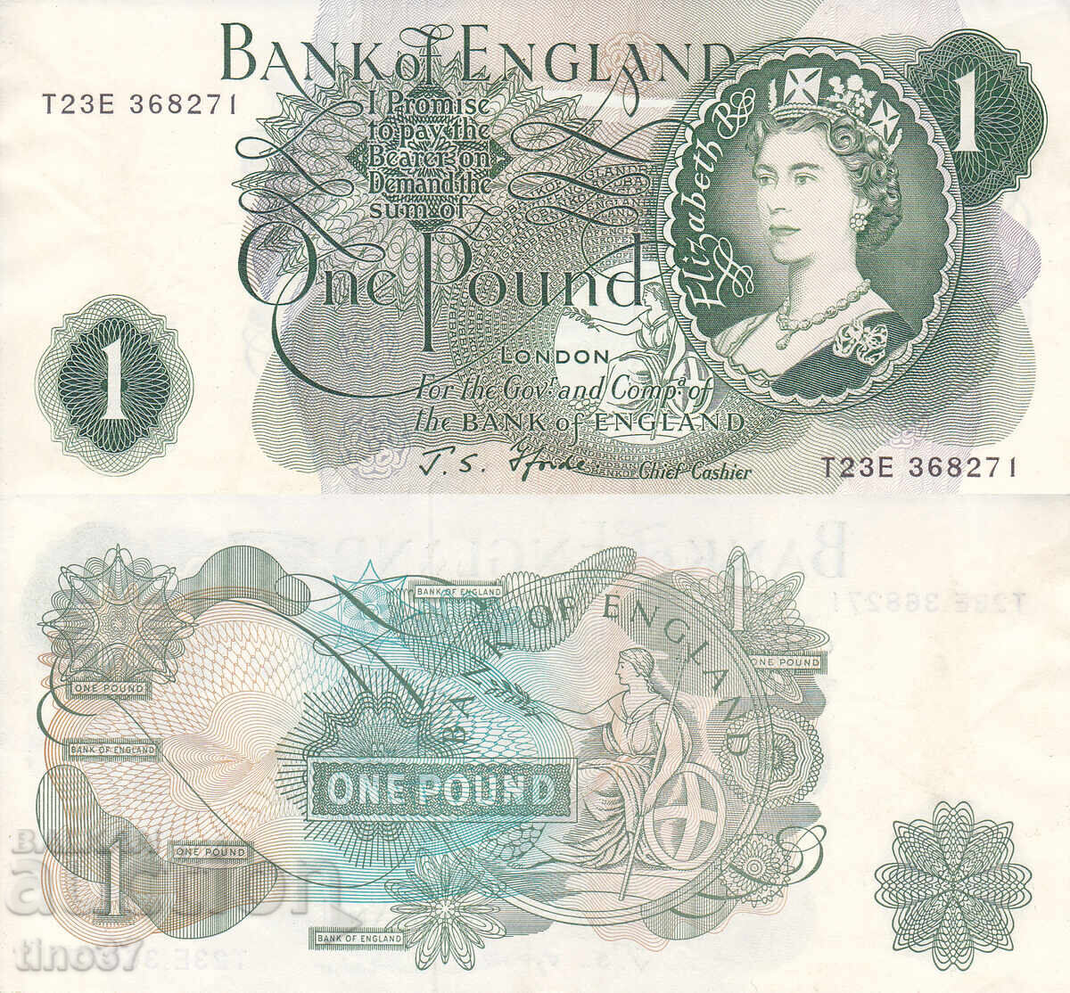 tino37 - MAREA BRITANIE - ANGLIA - 1 LIRĂ - 1966/70 - XF