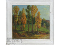 Old oil painting landscape 1956