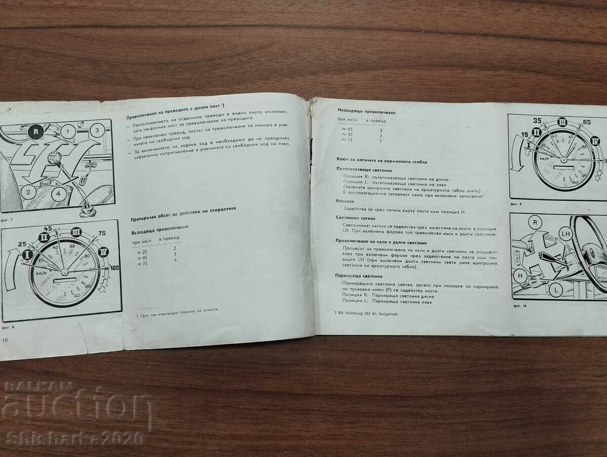 Δημοπρασία Wartburg 353 w - Εγχειρίδιο οδηγιών χρήσης