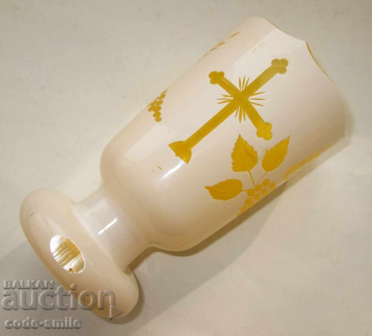 Δημοπρασία Παλαιό θρησκευτικό εκκλησιαστικό βάζο από πολύπλευρο κρύσταλλο δύο στρώσεων