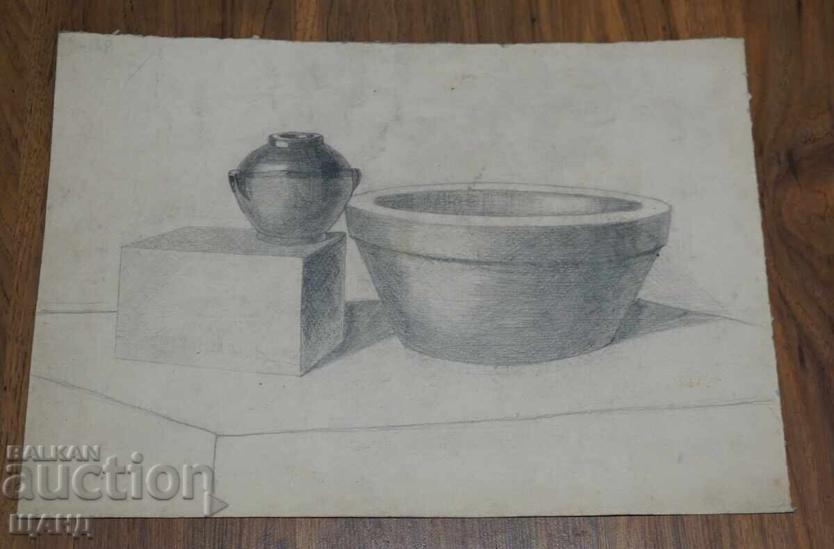 Desen vechi de maestru, creion, natură moartă