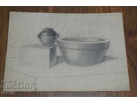 Desen vechi de maestru, creion, natură moartă