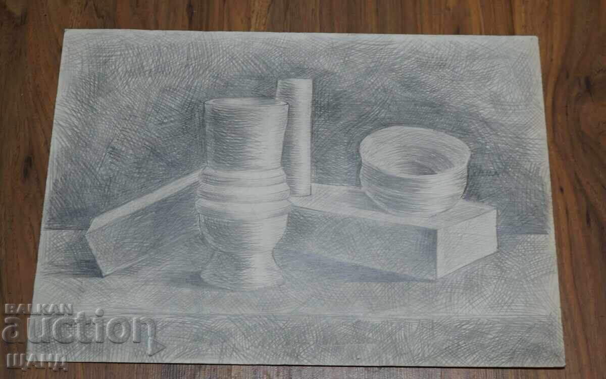 Desen vechi de maestru, creion, natură moartă