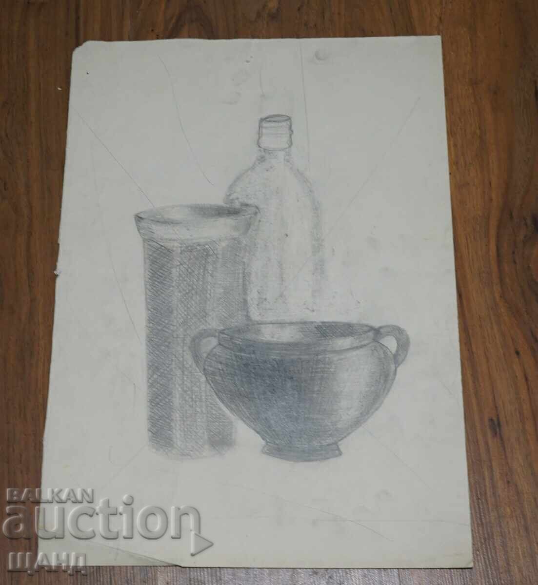 Desen vechi de maestru, creion, natură moartă