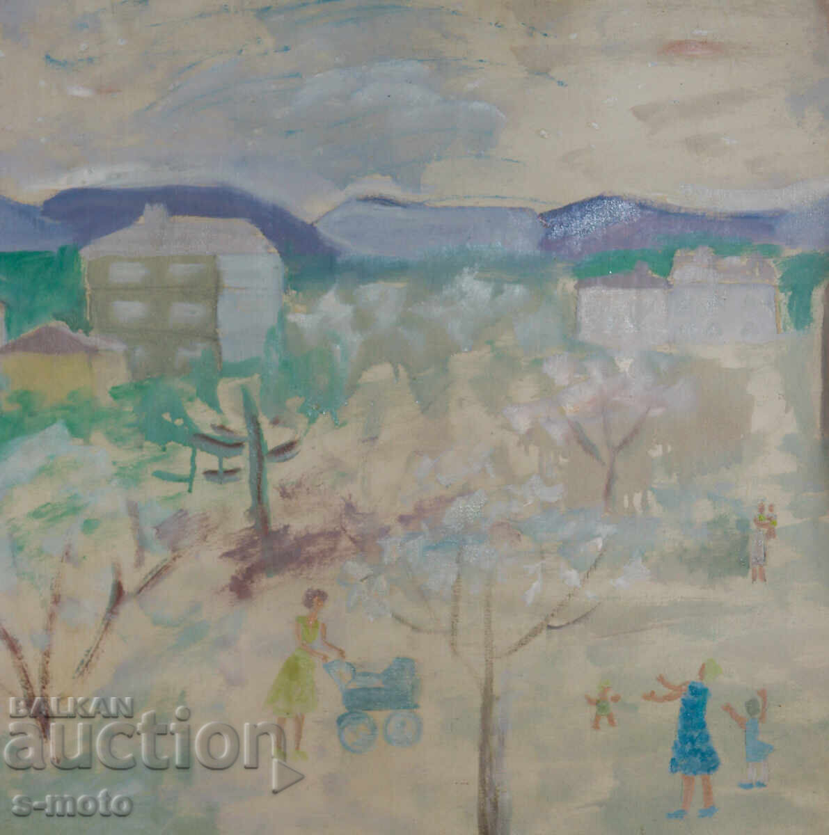 Livrarea Ani Tringova ( 1947 - 1998 ) pictură în ulei peisaj urban