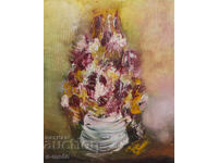 Tablou în ulei, natură statică cu flori