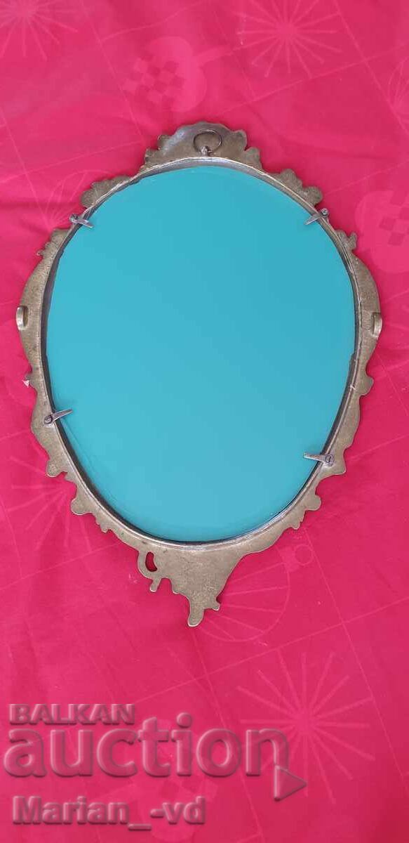 Vintage French brass wall mirror - 6