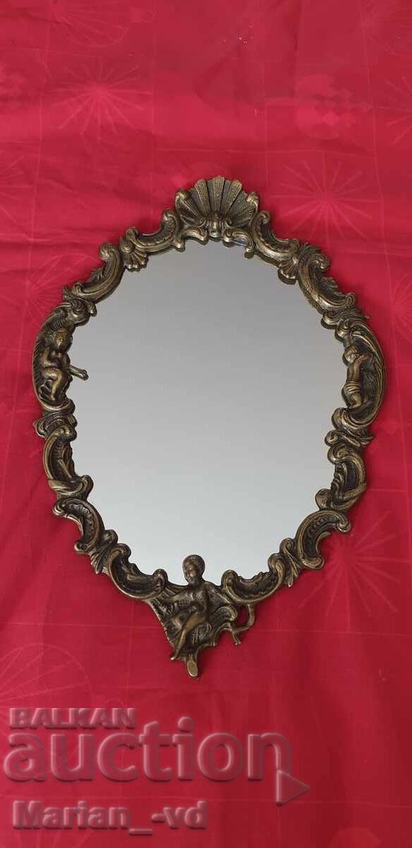 Vintage French brass wall mirror