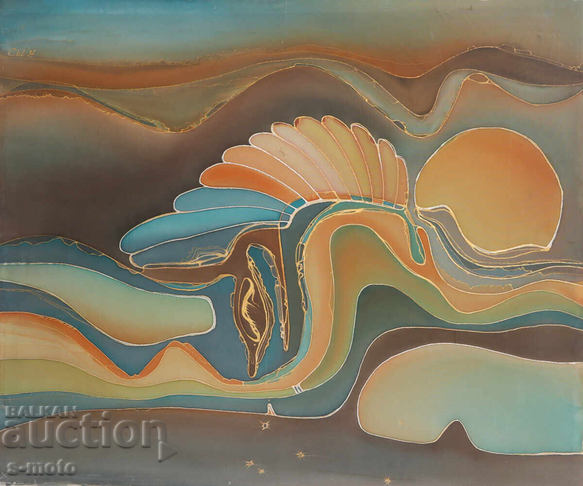 Tablou compoziție abstractă peisaj batik 2003