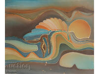 Abstract composition landscape batik painting 2003