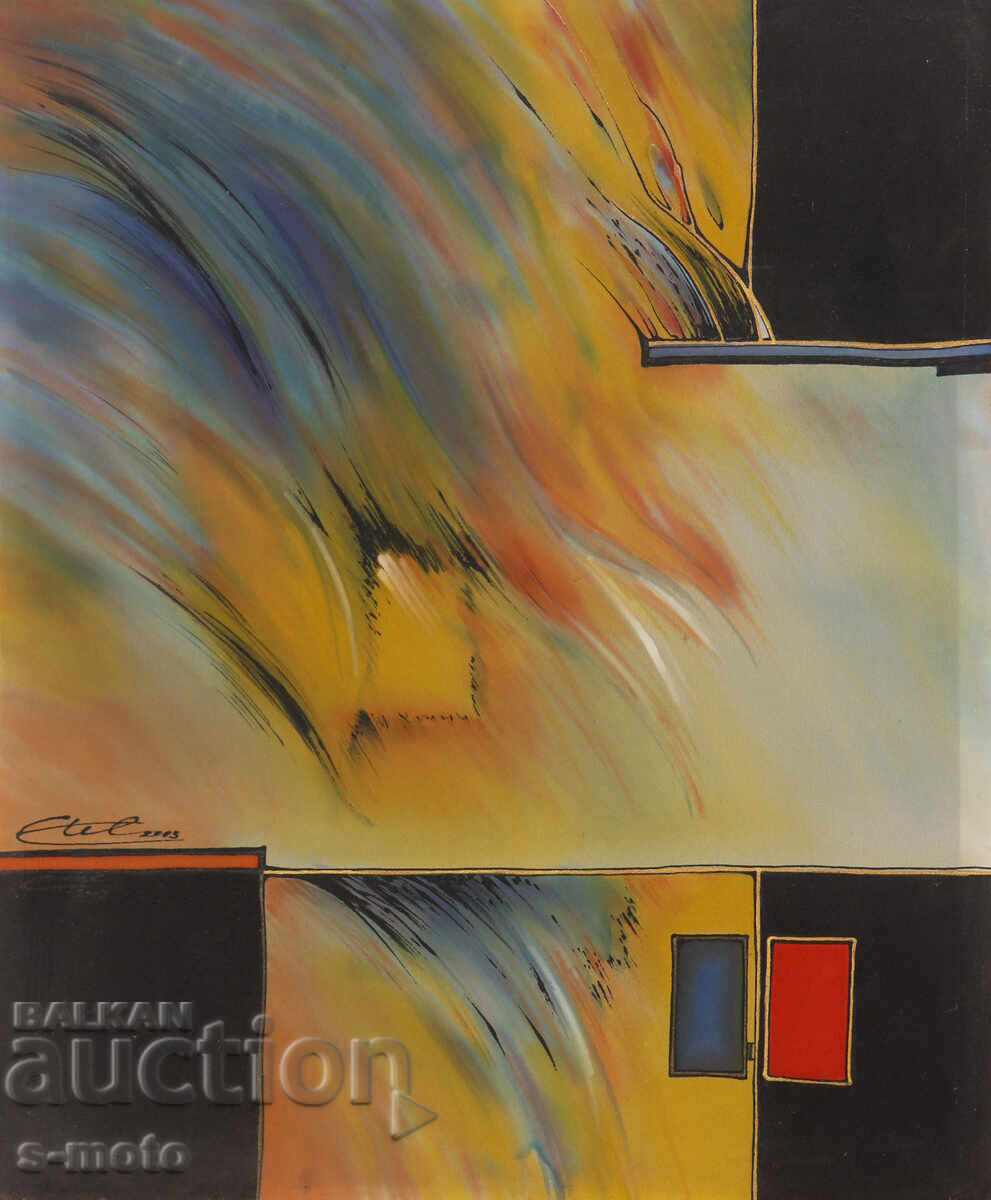 Auction  Abstract composition landscape batik painting 2003