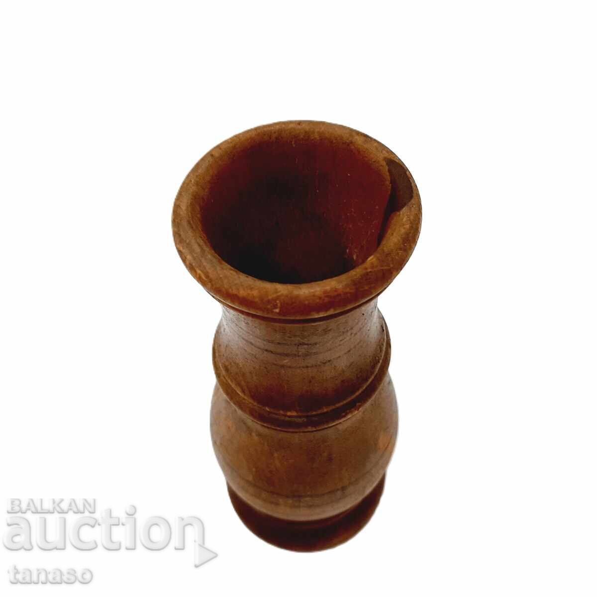 Παράδοση Παλιά τορνευτή ξύλινη βάζο (6.4)