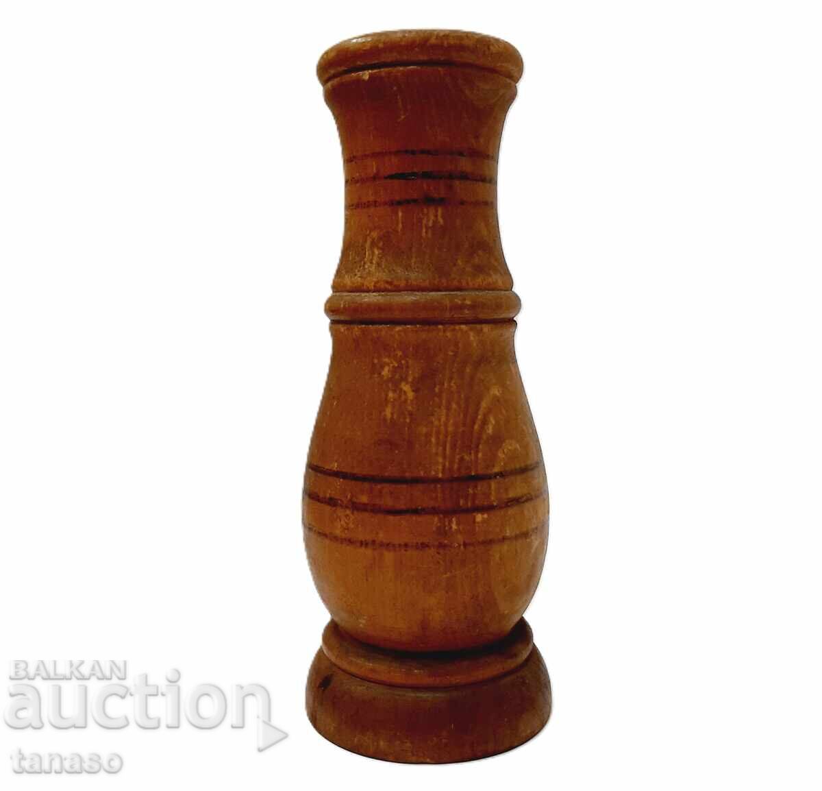 Παλιά τορνευτή ξύλινη βάζο (6.4) - 6