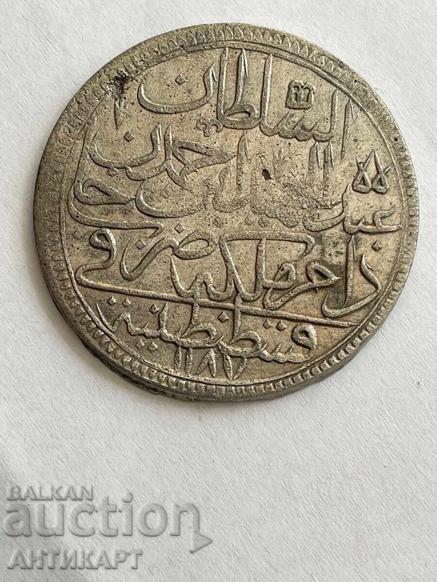 Monedă turcească din argint Abdul Hamid 1187 2 zolota 26,68 grame cu preț € 59.00 | 115.39 BGN