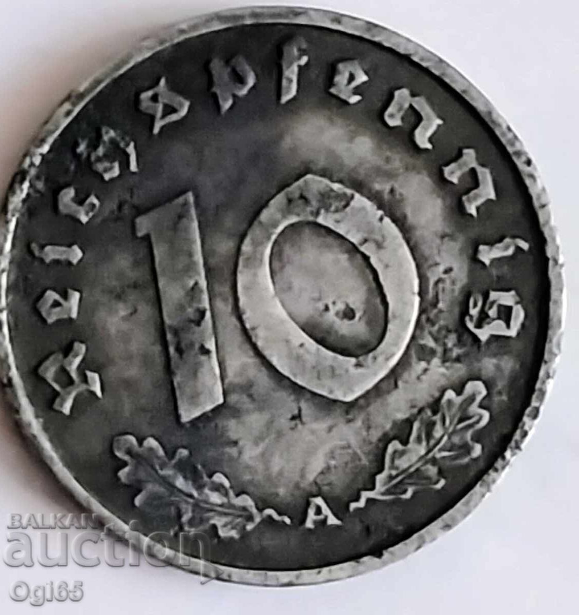 Δημοπρασία Γερμανικό νόμισμα του Ράιχ 10 Ράιχσπφενιχ. Έτος 1941