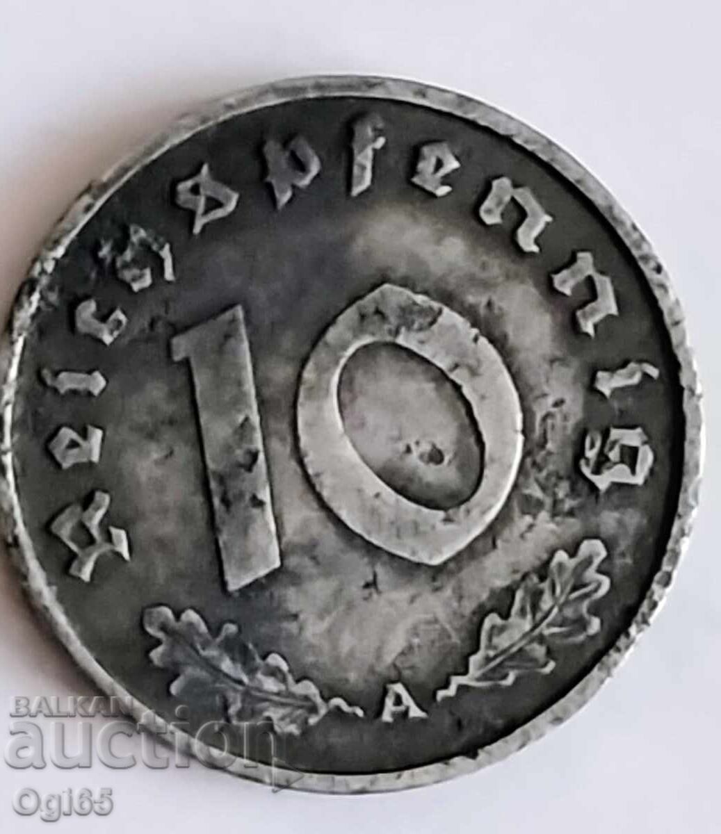 Γερμανικό νόμισμα του Ράιχ 10 Ράιχσπφενιχ. Έτος 1941