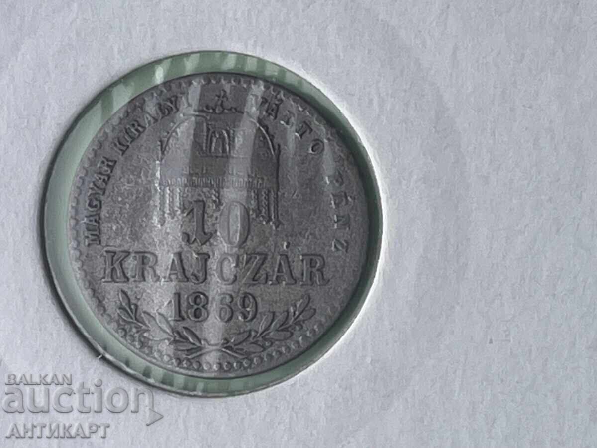 monedă de argint Ungaria Austria 10 krajczar kreuzer 1869