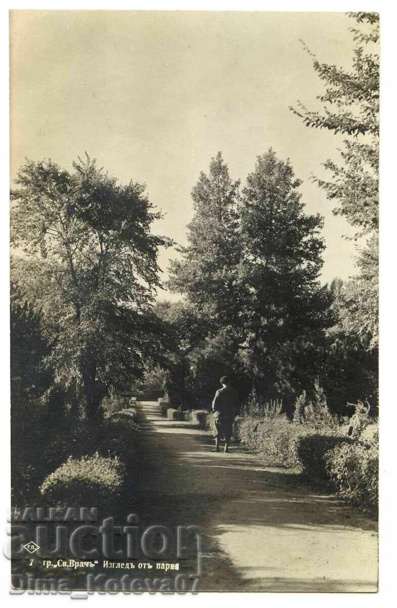 Стара царска картичка св. Врач Сандански изглед от парка