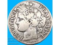 France 2 Francs 1873 .835 fineness 9.8g Ceres Silver