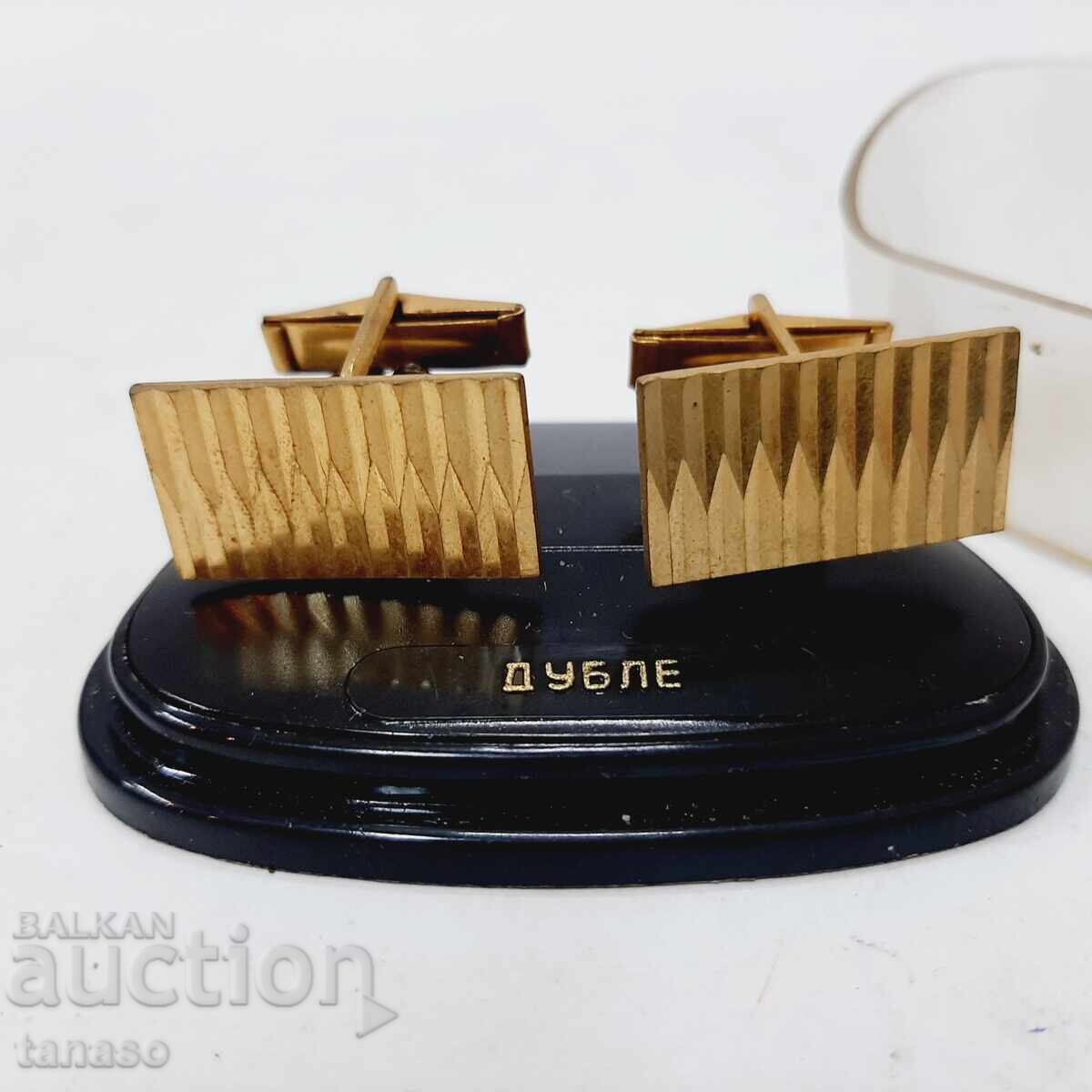 Butoni/Butoane de manșetă vintage placate cu aur "DUBLE"