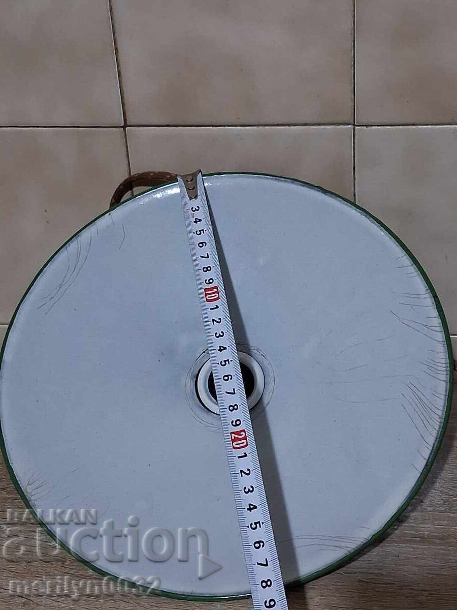 Lampă electrică veche din anii '20 cu reflector emailat - 5