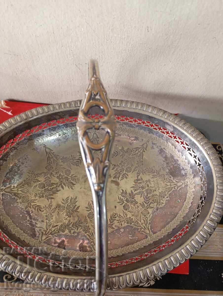 Licitație Fructieră argintată, bol, coș Art Deco