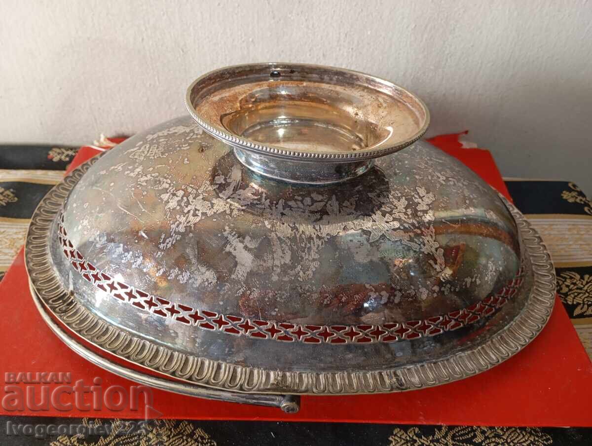 Fructieră argintată, bol, coș Art Deco - 6
