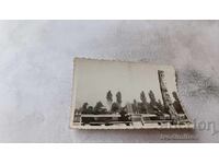 Снимка София Мъже седнали на пейка в парка