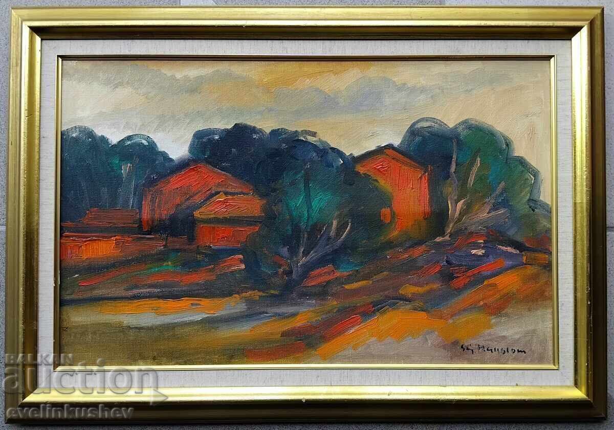 Auction  Oil painting by Stig Hagblom 55 x 35 cm / 67 x 47 cm