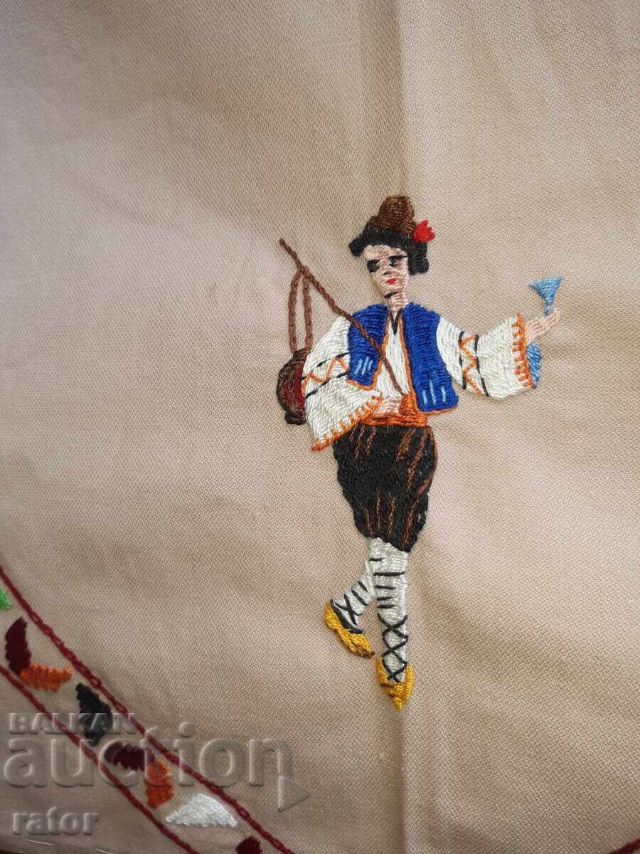 Embroidered square tablecloth with folk costumes - 5