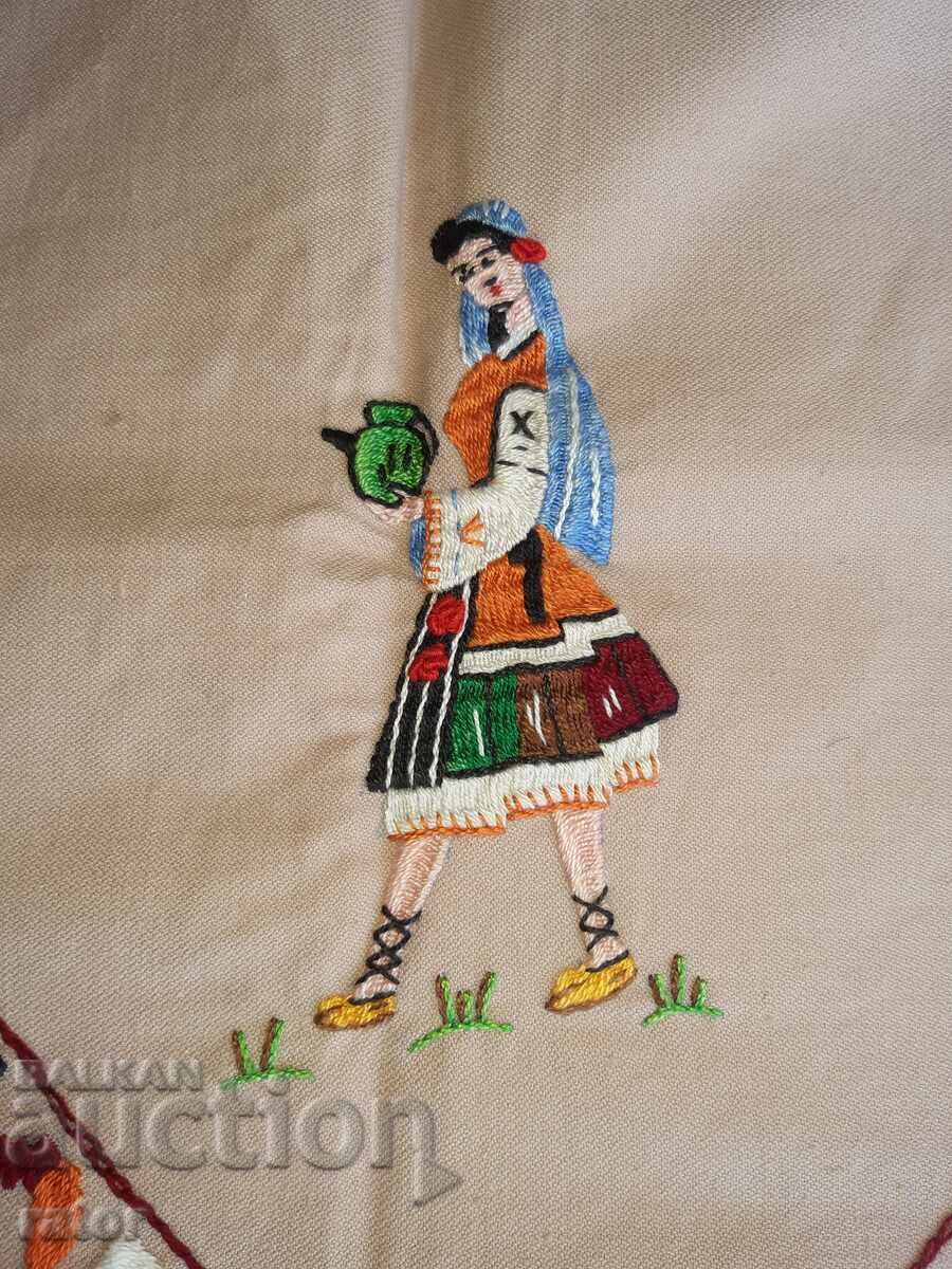 Embroidered square tablecloth with folk costumes - 6