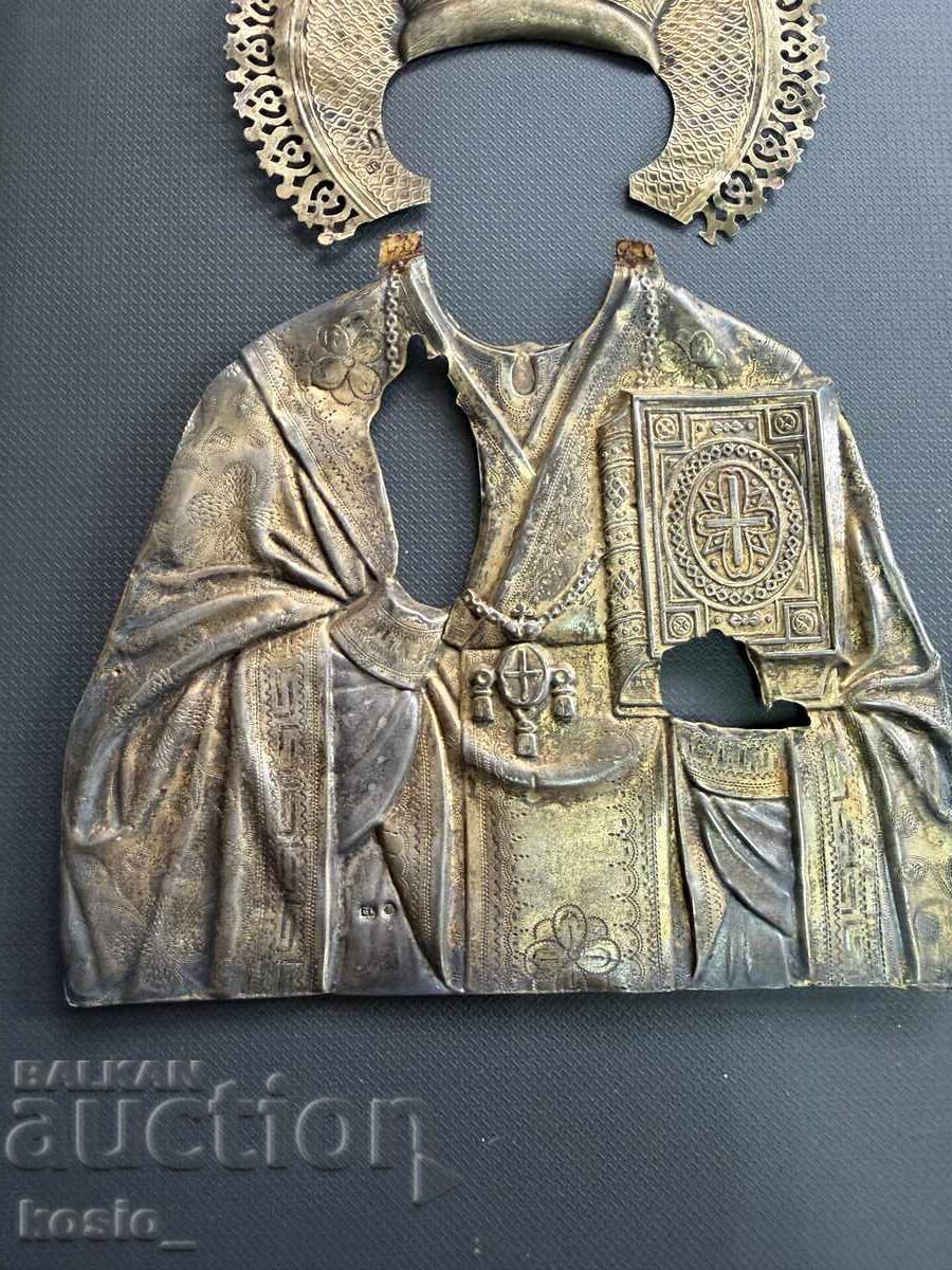 Auction  Old silver icon oklad with gilding
