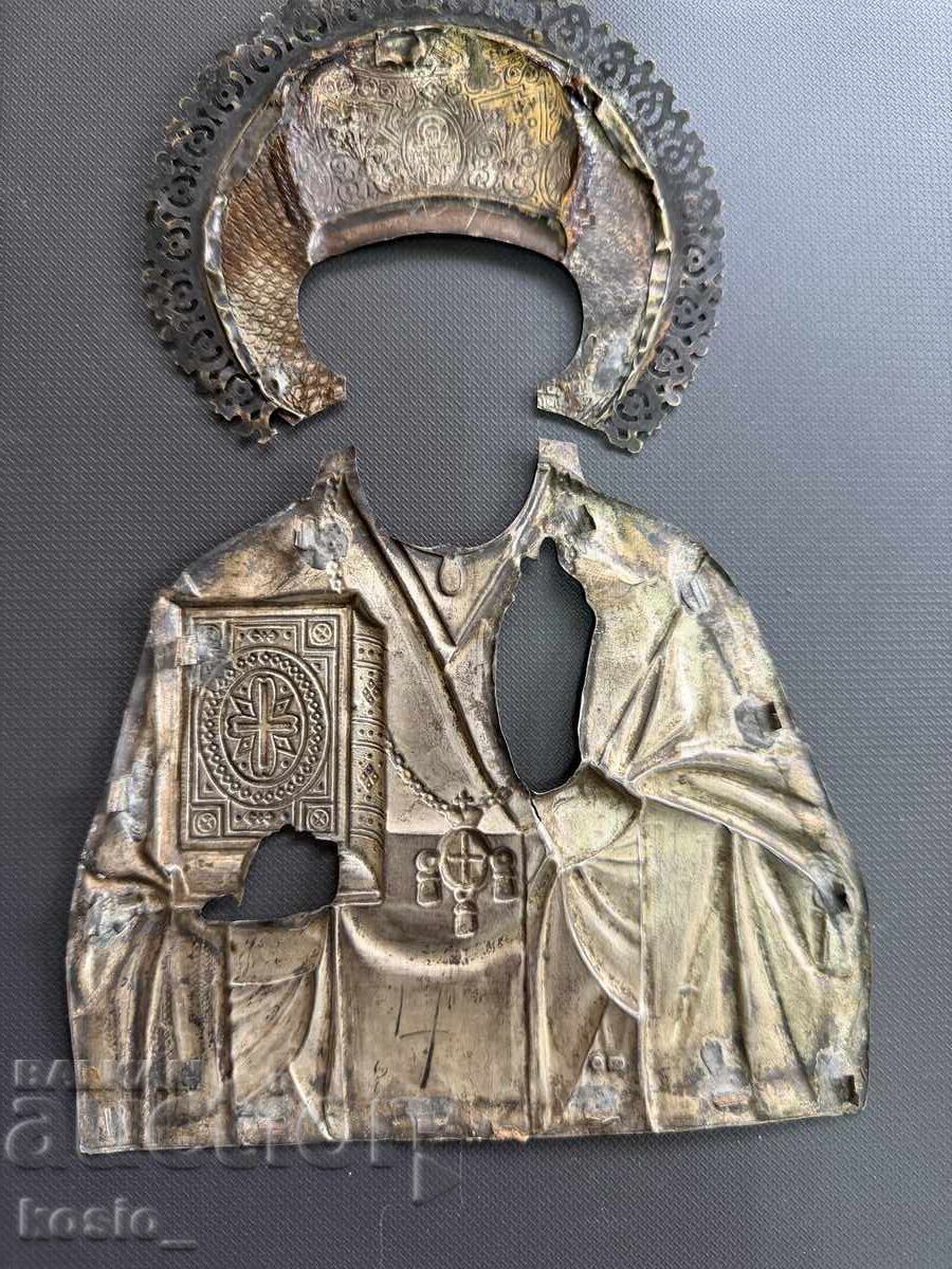 Delivery of Old silver icon oklad with gilding