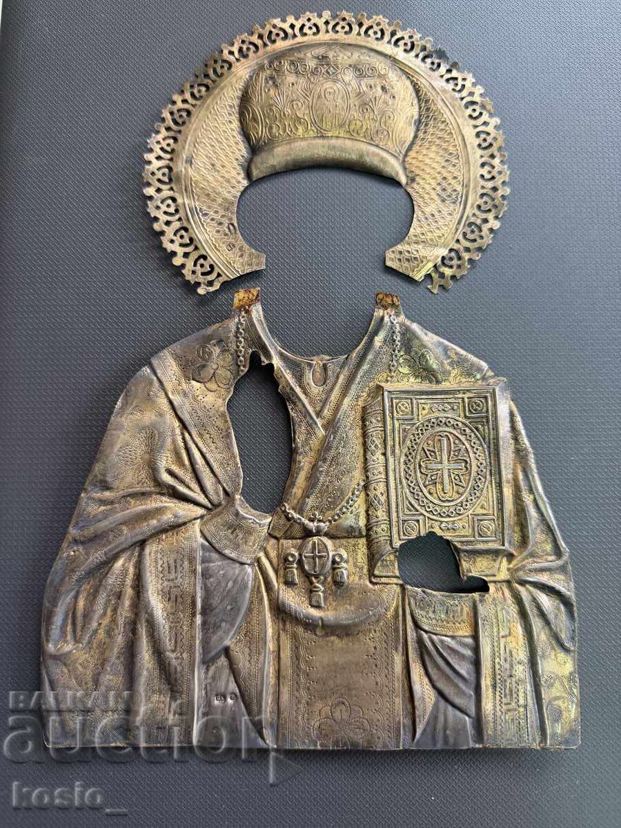 Old silver icon oklad with gilding