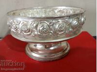 Bol argintat, fructieră Art Deco